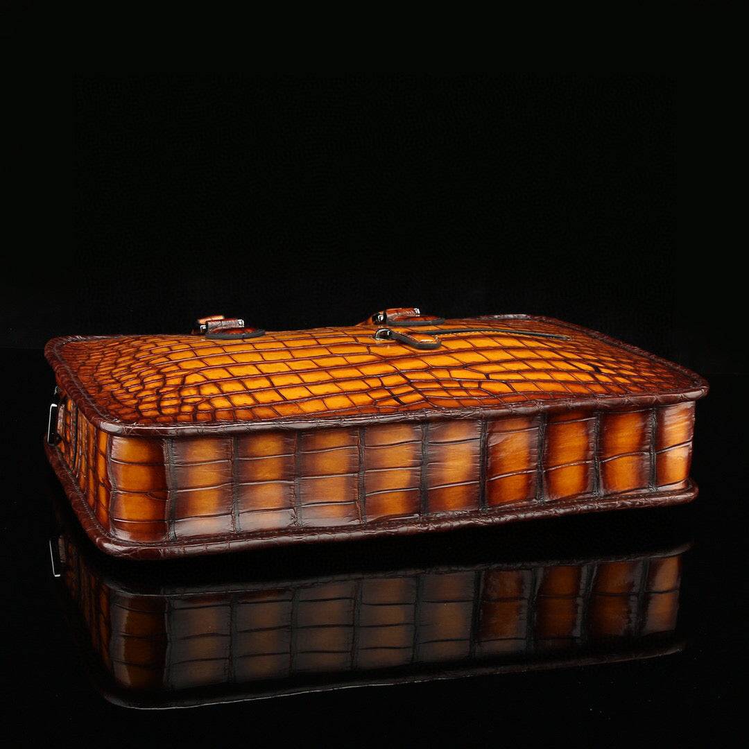 Vintage Brown Crocodile Leather Briefcase
