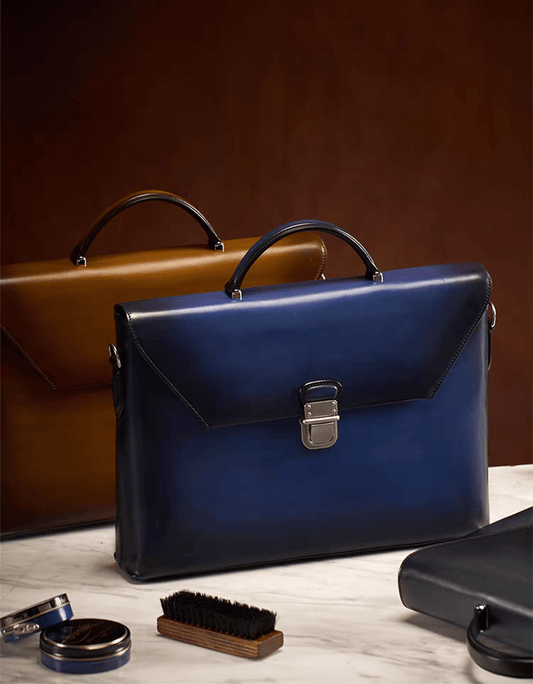 Vintage Cowhide Leather Envelop Briefcases, Business Bags And Laptop Computer Handbags
