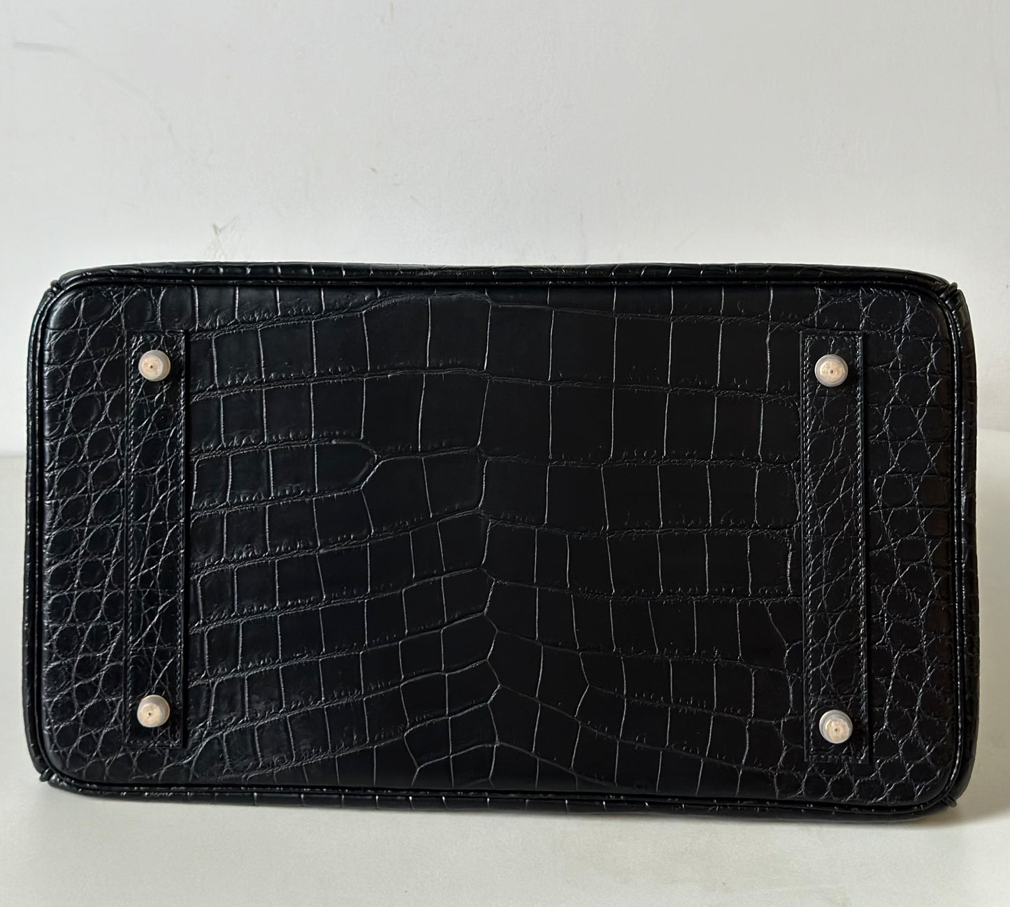 Black genuine crocodile skin leather tote handbag with oversized 40cm padlock, stylish Rossie Viren office bag.