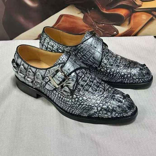 Crocodile Leather Lace-Up Shoes,Crocodile Business Dress Shoes