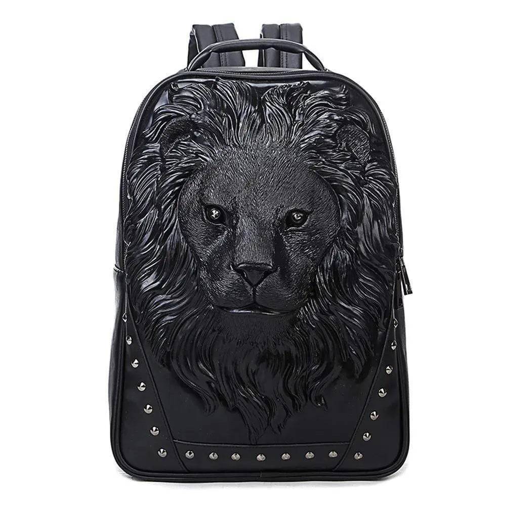 Rossie Viren 3D Lion Head Backpack featuring detailed animal design, outdoor travel, and computer storage in a durable, stylish backpack.