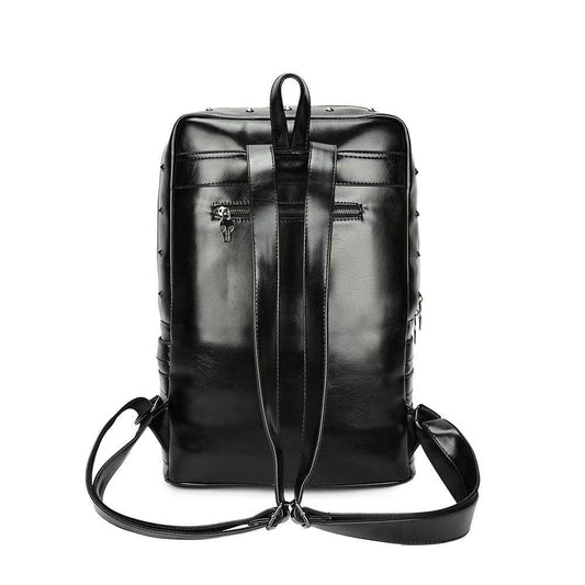 3D Skull Backpack Rivet Studded PU Leather Travel Punk Laptop Backpack Laptop Bag