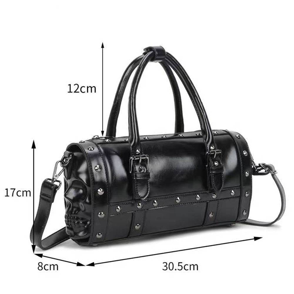 Rossie Viren 3D skull studded travel duffel bag with a spacious design, ideal for weekend trips and stylish travel accessories.