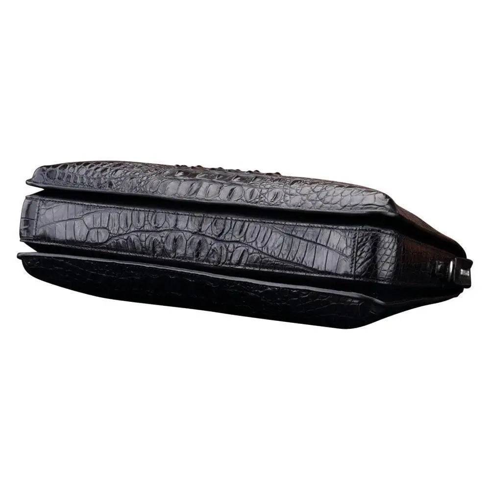 Crocodile leather briefcase for men by Rossie Viren, featuring a sleek, professional handbag with textured crocodile pattern.