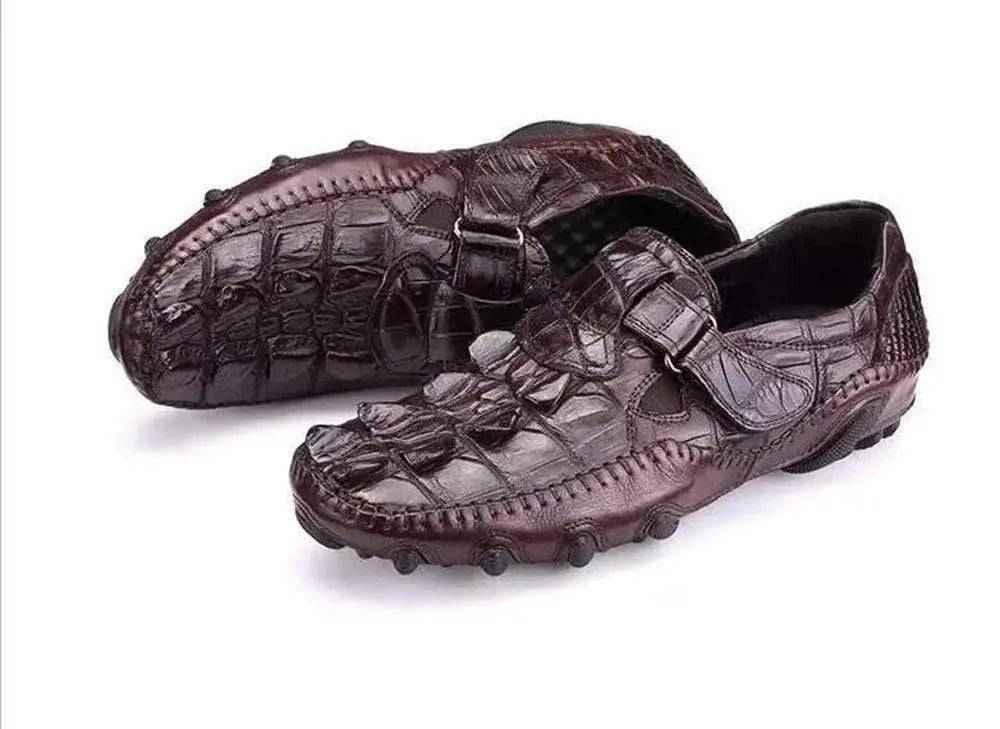 Rossie Viren crocodile leather loafers with a sleek casual design, perfect for driving and everyday wear.