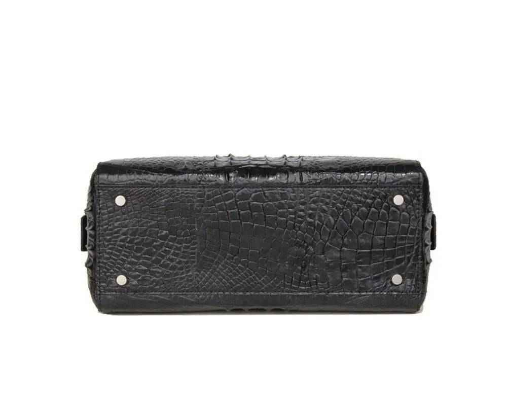 Crocodile Skin Leather Boston Satchel Bags