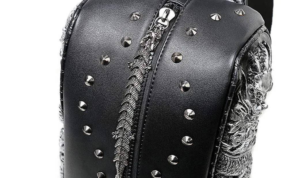 Fashion 3D Punk Rivets Backpack Travelling Rucksack Computer Bag Without Hat