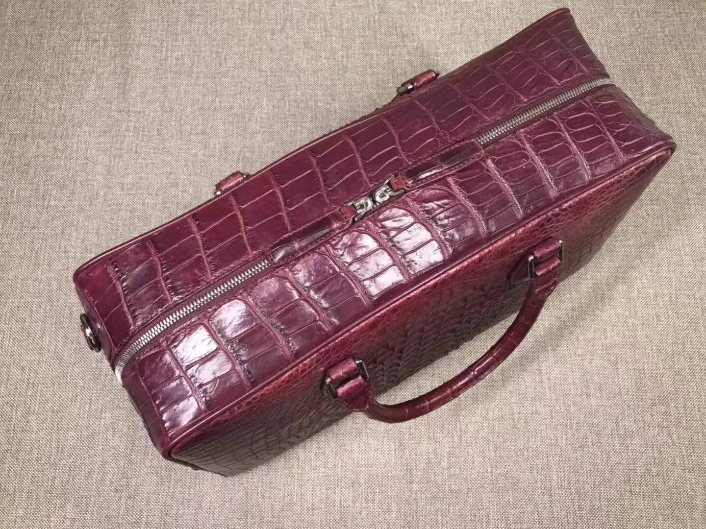 Genuine crocodile leather large travel bag by Rossie Viren, bone leather weekend bag with spacious holdall design.
