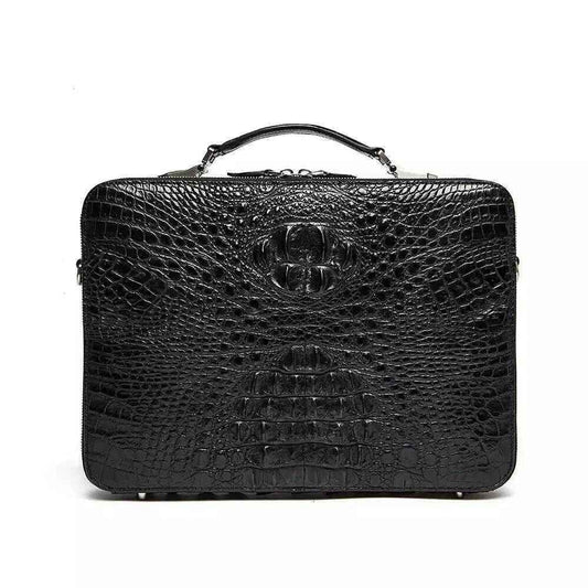 Men's Genuine Crocodile Skin Leather mini Briefcase Bag