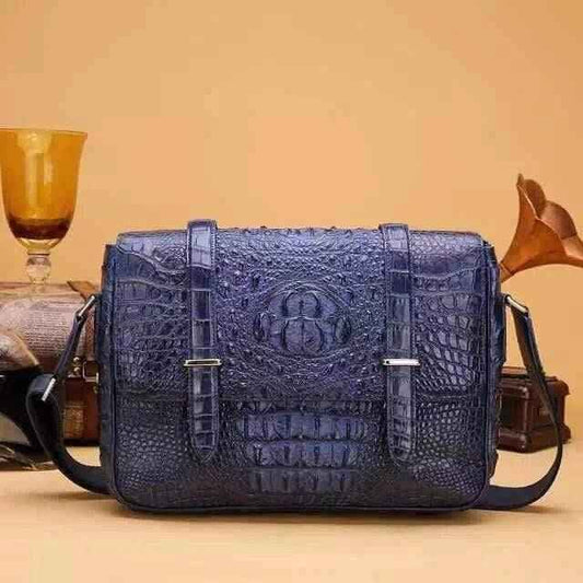 Mens Genuine Crocodile Laptop Bag Messenger Bag Briefcase