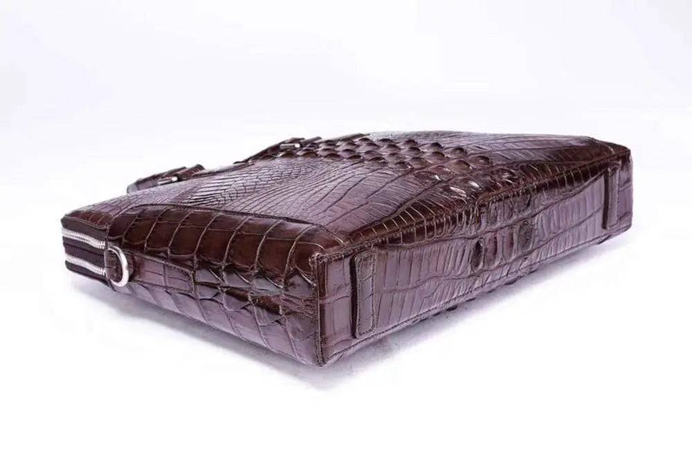 PROFESSIONAL Lap Top Briefcase Vintage Genuine Crocodile Bone Leather