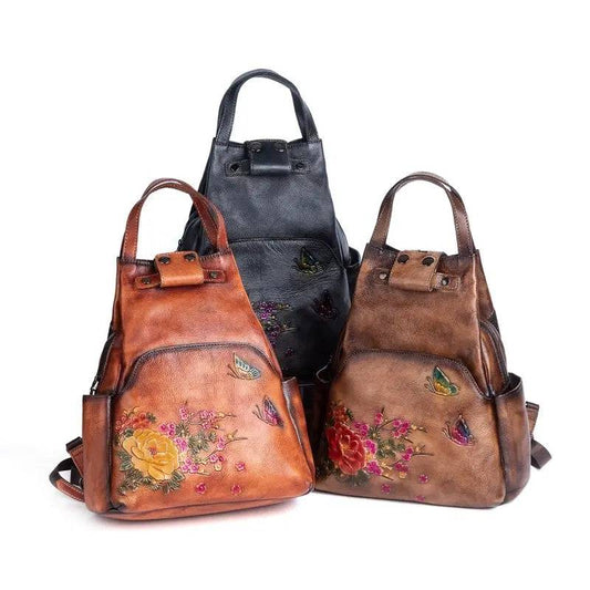 Rossie Viren Women's Vintage Leather Backpack, Leather Rucksack, Womens Backpack, Gift for her