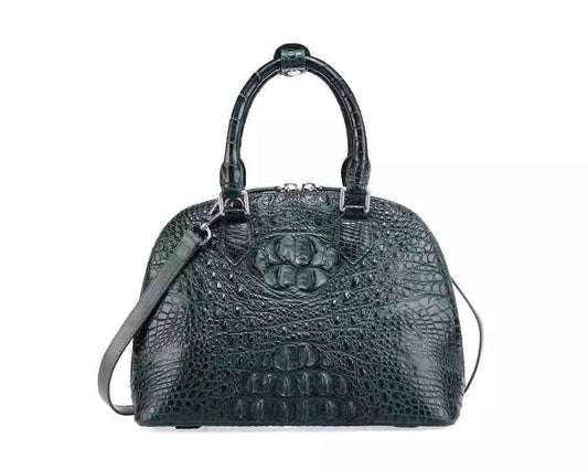 Womens Genuine Crocodile Small Shell Promenade Trapezoid Cross Body Bag