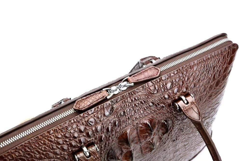Rossie Viren crocodile genuine leather laptop briefcase, crossbody business bag for men with a sleek, professional design.
