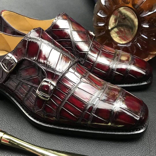Crocodile Shoes Crocodile Double Monk Shoes