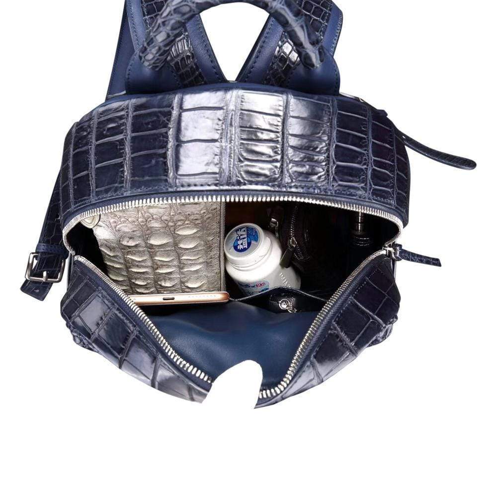 Dark Blue Women's Crocodile Leather Backpack | Rossieviren