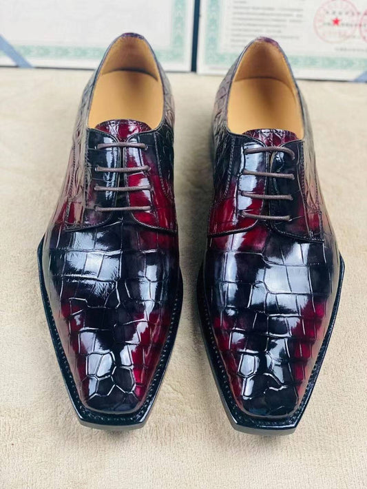 Crocodile Shoes Special Offer! Formal Business Shoes -Genuine Crocodile Skin Leather Men's Lace-Up Business Shoes Casual Comfortable Dress Shoe Male Suit Shoes