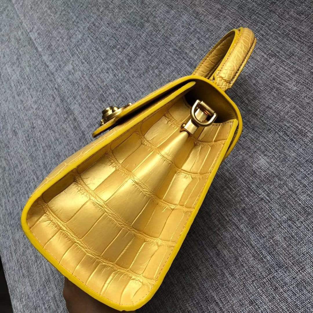 Genuine crocodile belly leather top handle shoulder purse bag by Rossie Viren, featuring a sleek, textured crocodile pattern.