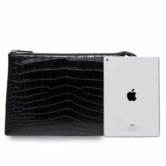 Genuine Crocodile Belly Leather Zipper Clutch Bag For Men