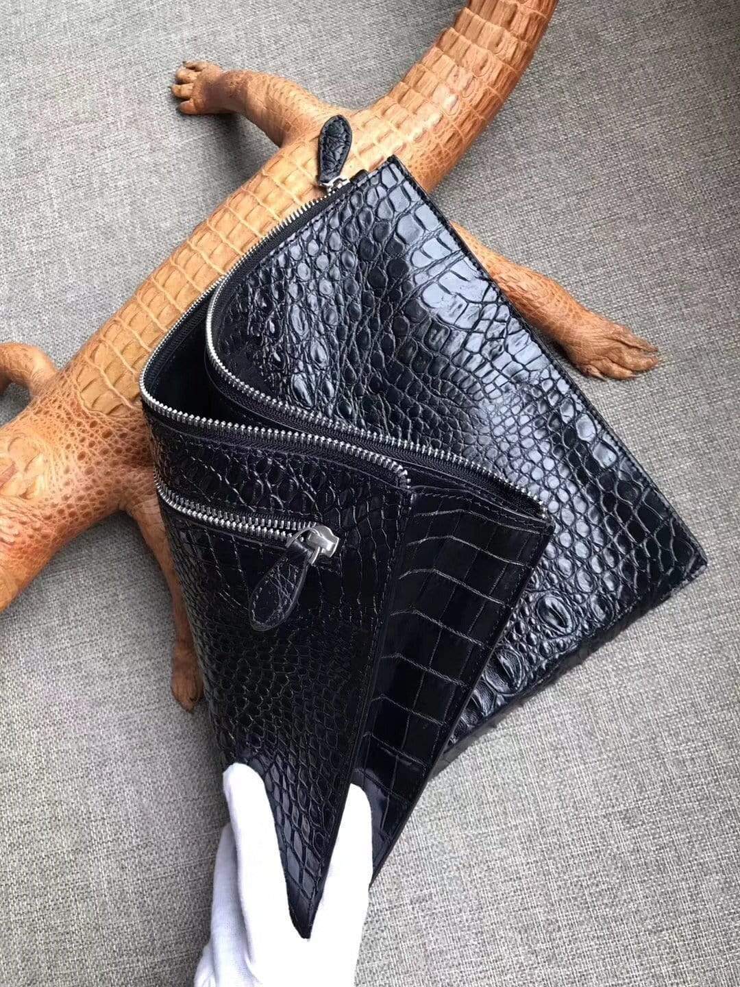 Genuine Crocodile Leather Large Ipad Case,Clutch Bag