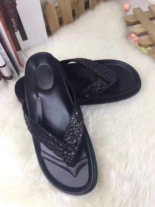 Genuine Crocodile Leather Mens Slipper