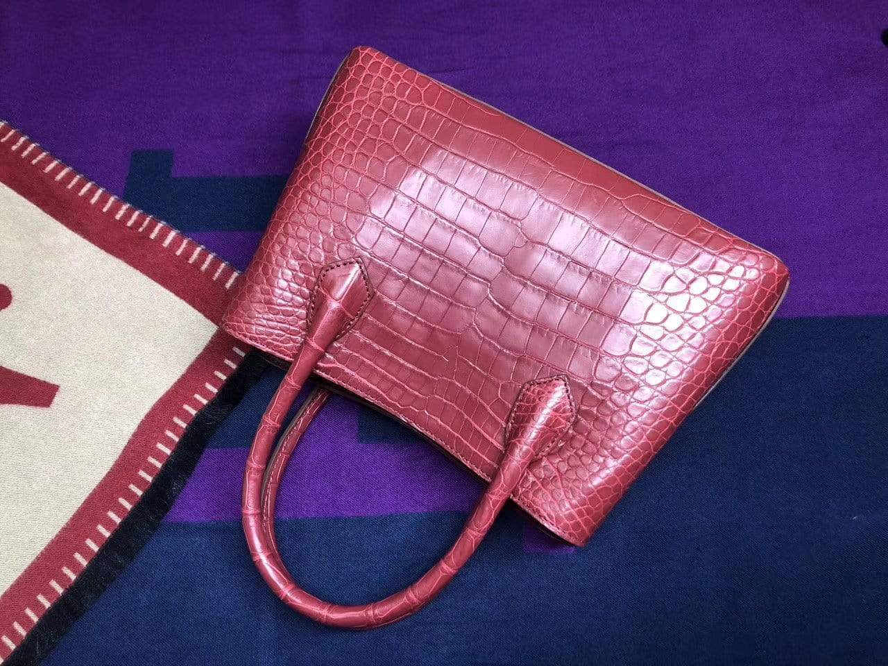 Genuine Crocodile Leather Mini Top Handle Satchel Handbag