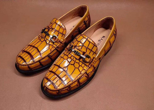 Crocodile Shoes Genuine Crocodile Leather Penny Loafers Slip-On Shoes