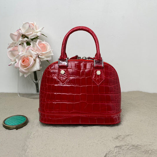 Genuine Crocodile Leather Shell Top Handle Bag For Women