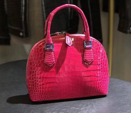 Genuine Crocodile Leather Shell Top Handle Cross Body Tote Bags For S/S Roseo