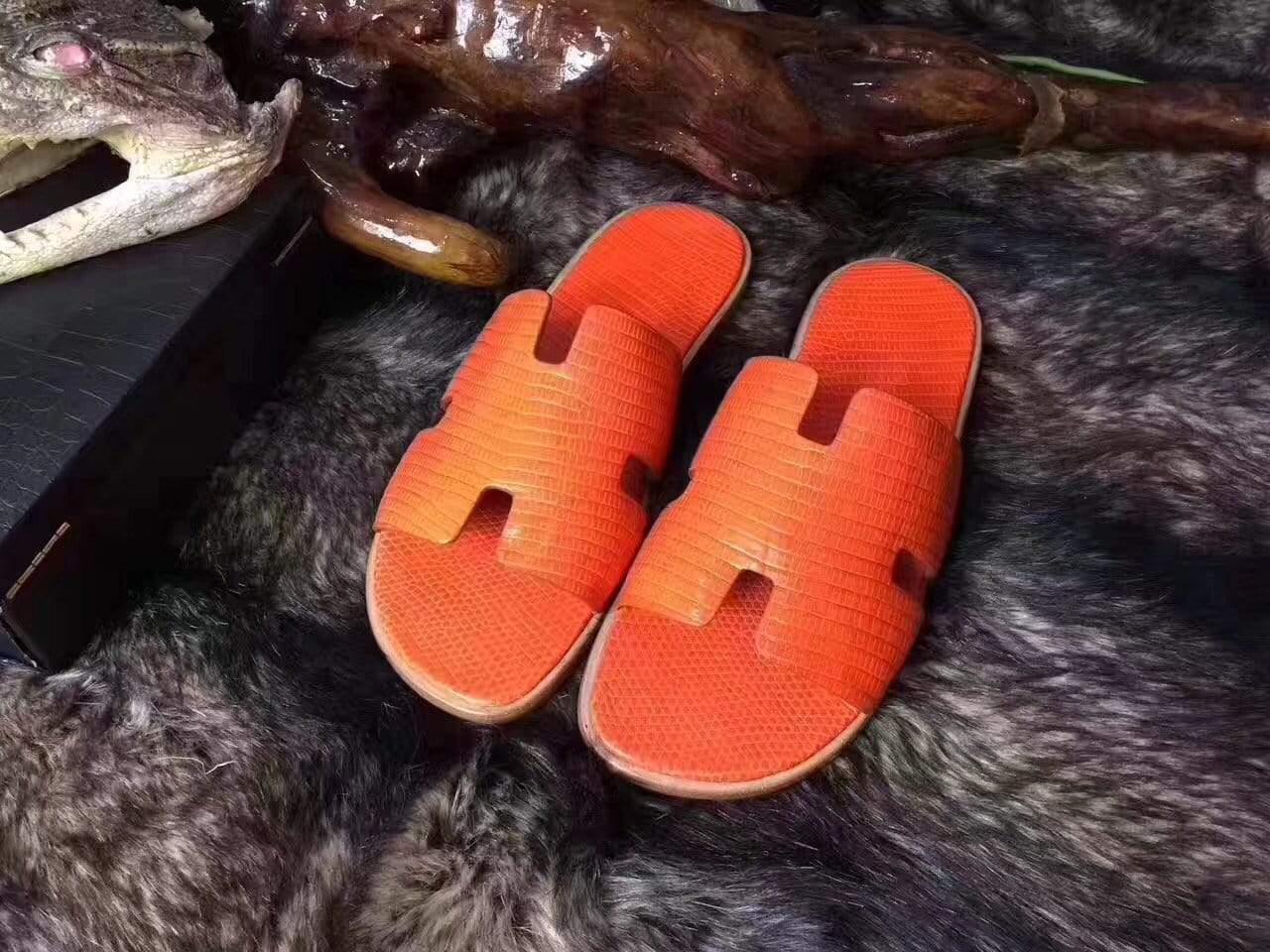 Crocodile Shoes Genuine Crocodile Lizard Leather Mens Slipper