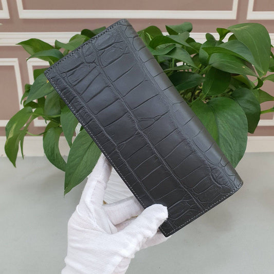 Preorder Brown Crocodile Leather Mens Suit Wallet