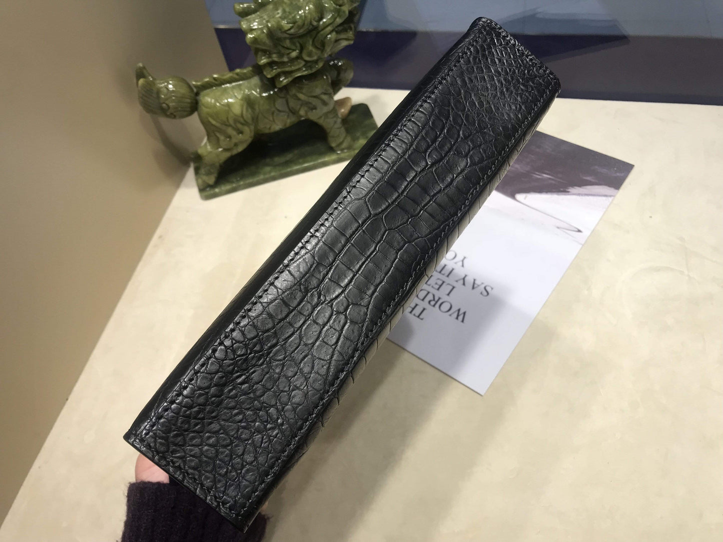Men's Clutch Bag, Crocodile Belly Leather Clutches ,pouch,Leather Zip pouch Bags