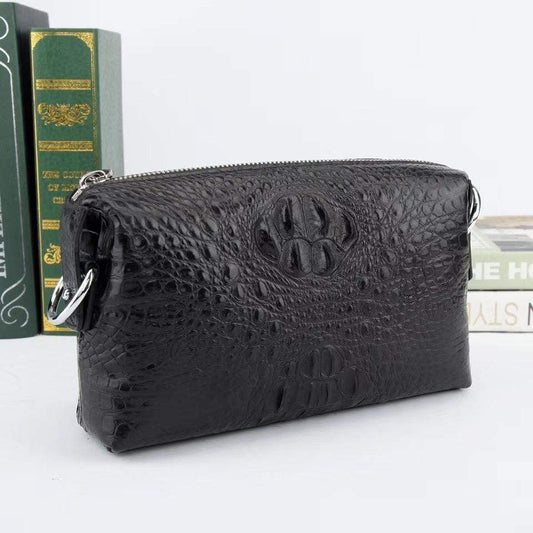 Mens Black Crocodile Leather Handy Clutch Bag