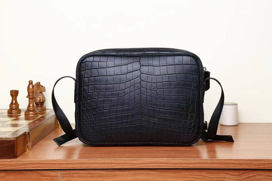 Mens Crocodile Leather Cross Body Shoulder Bag