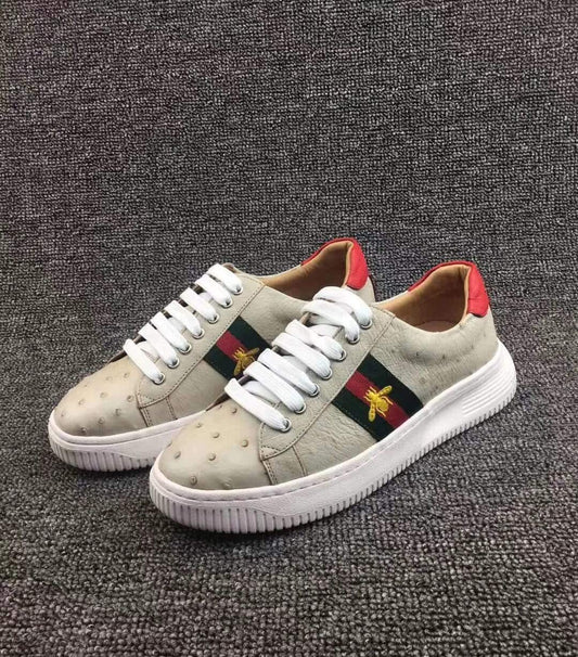 Crocodile Shoes Ostrich Leather Womens Classic Trainers Women shoes Casual Tennis Sneaker With Strap Bee