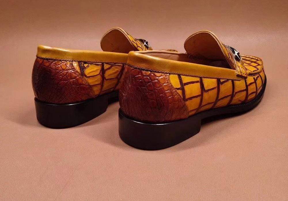 Preorder Genuine Crocodile Leather Penny Loafers Slip-On Shoes Vintage Blue