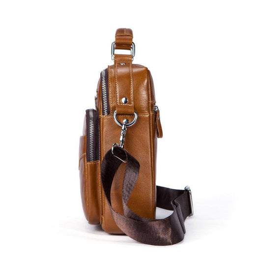 Rossie Viren Men's Leather Briefcase Vintage Messenger Crossbody Bag