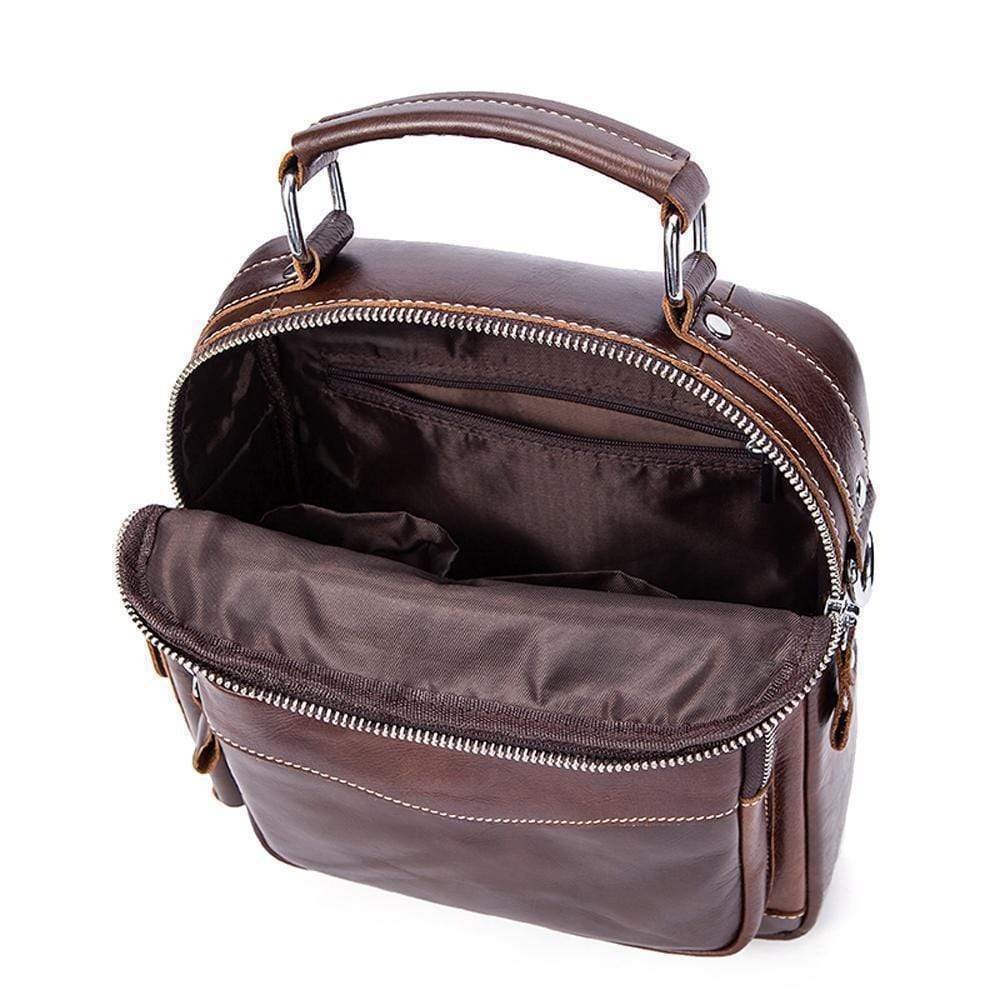 Rossie Viren Men's Leather Briefcase Vintage Messenger Crossbody Bag