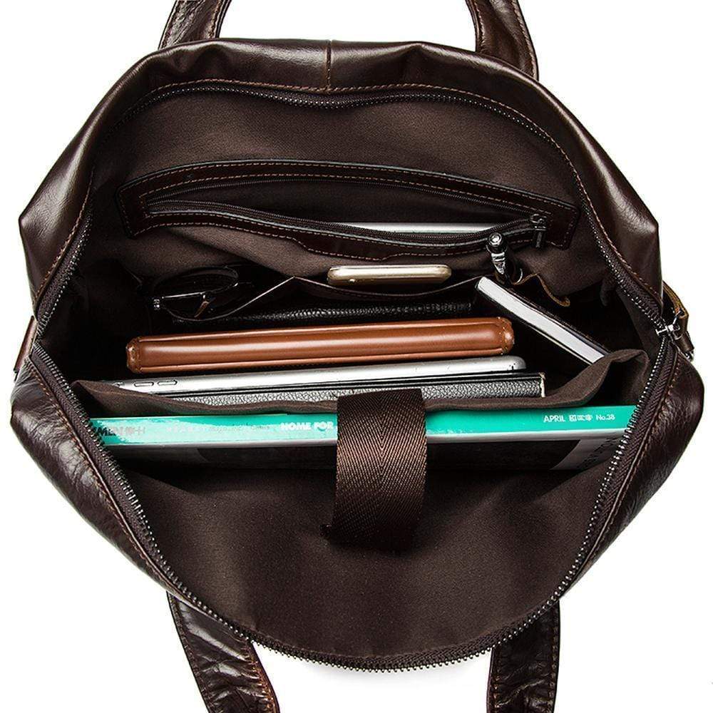 Rossie Viren Men's Leather Expandable Laptop Briefcase