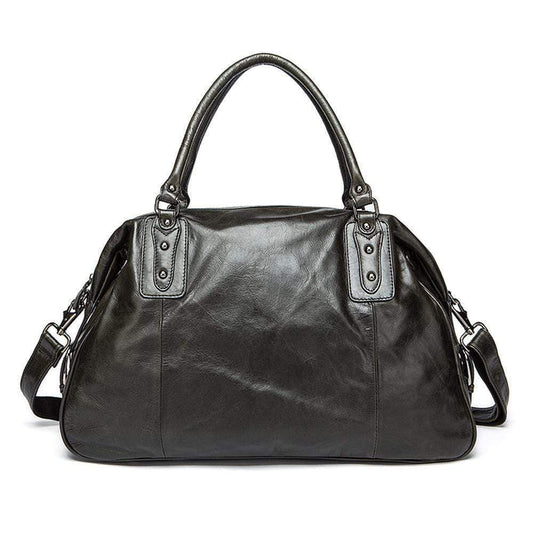 Rossie Viren Vintage Leather Large Travel Carry-All - Unisex Weekender Duffel Shoulder Bag