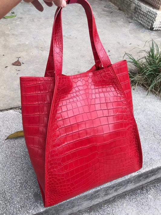 Unisex Crocodile Belly Leather Small Hobo Bags