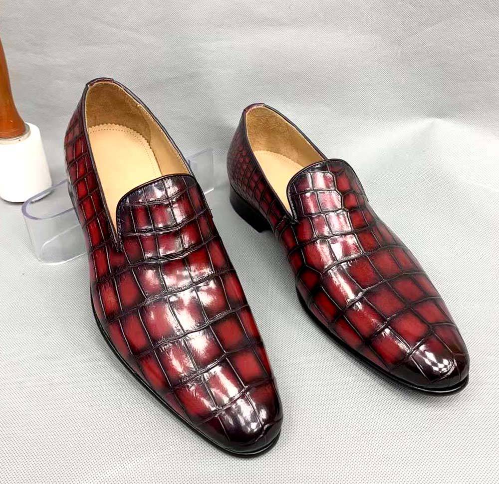 Crocodile Shoes Vintage Men's Genuine Crocodile Skin Leather Slip On Loafers Driving Fashion Luxury Business Driving Shoes