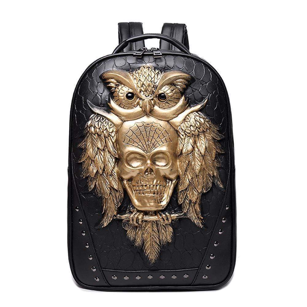 Rossie Viren 3D Eagle Skull backpack with outdoor design, spacious travel and laptop compartments, durable and stylish for daily use.