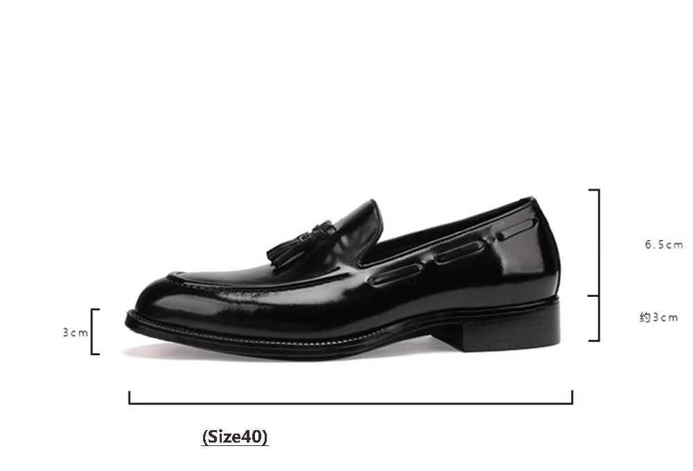 Rossie Viren genuine shell cordovan leather loafer shoes with tassel detail, showcasing polished leather and classic slip-on design.
