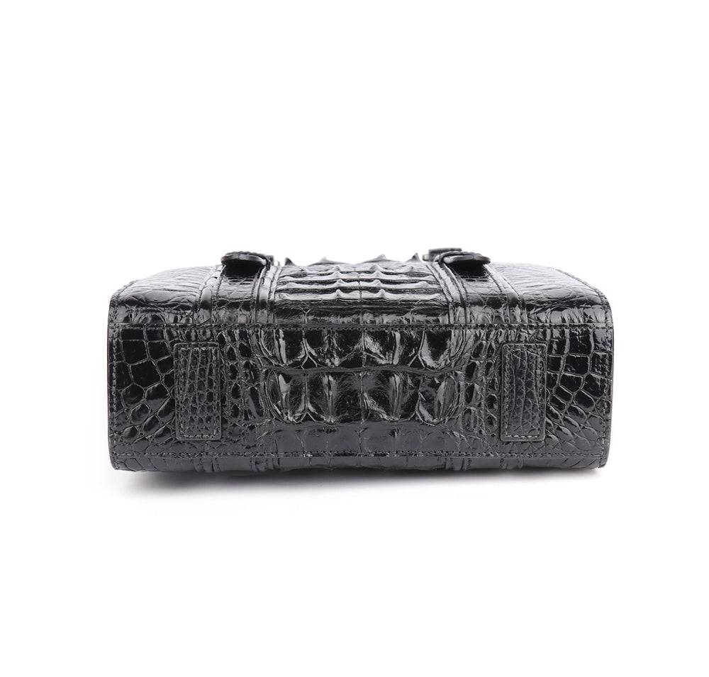 Men's Genuine Crocodile Skin Leather Top Handle  Cross Body Password lock Briefcase Bag