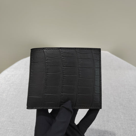 Preorder Crocodile Leather Small Bifold Wallet With Chain Loop