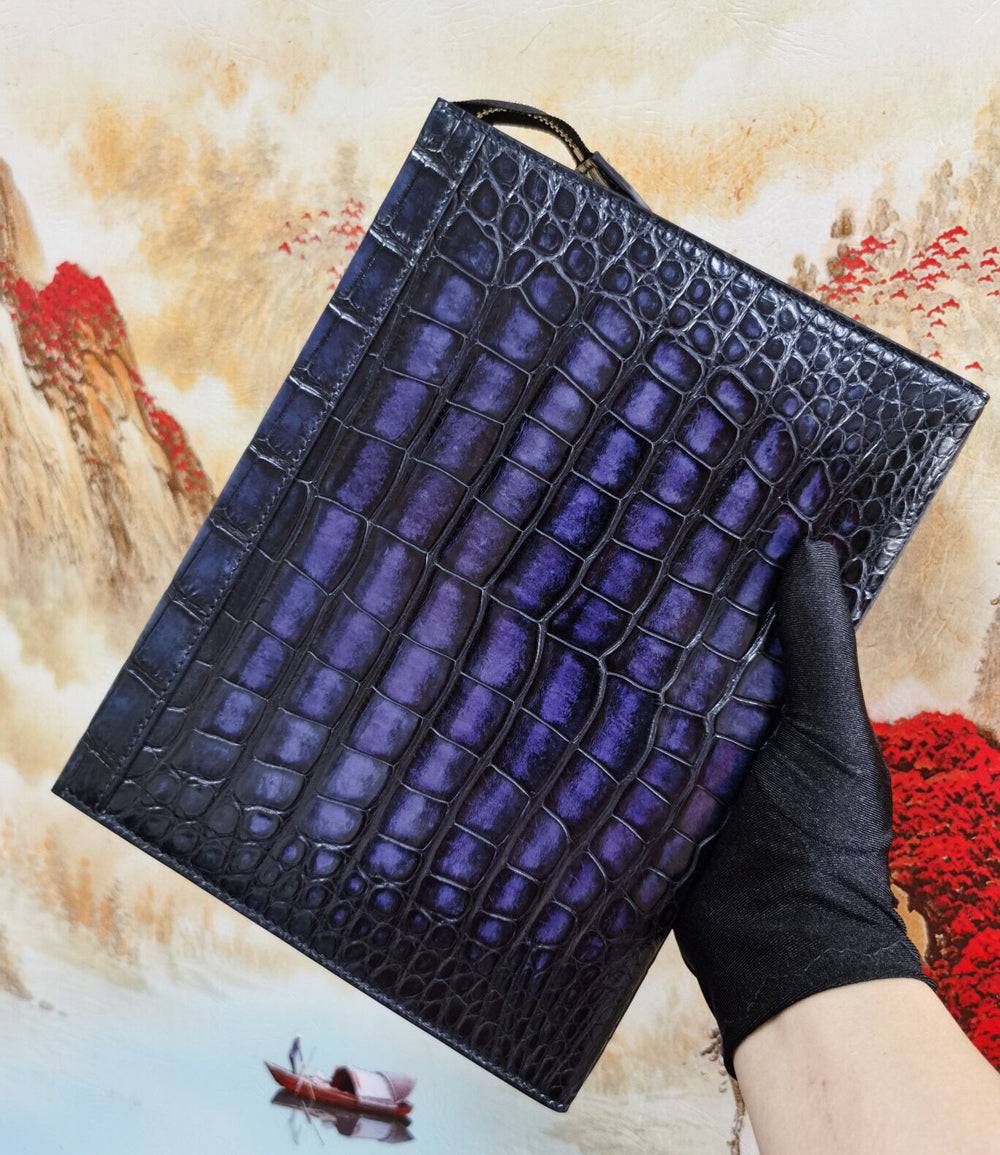 Genuine Vintage Crocodile Skin Leather  Wristlet Wallet Clutch Envelop
