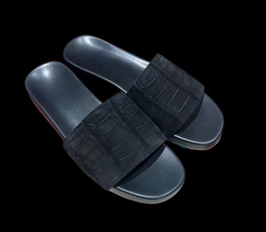 Nubuck Crocodile Slippers Men's Crocodile Leather Slippers