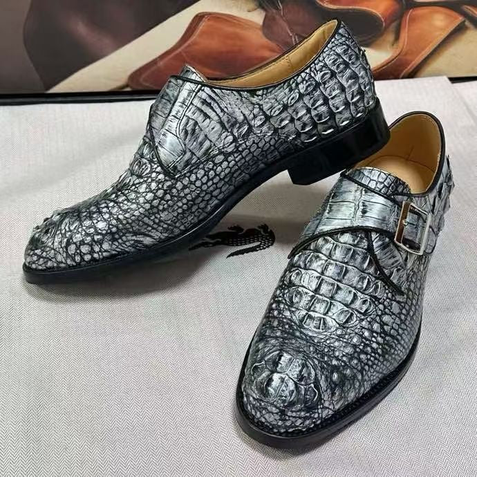 Crocodile Leather Lace-Up Shoes,Crocodile Business Dress Shoes