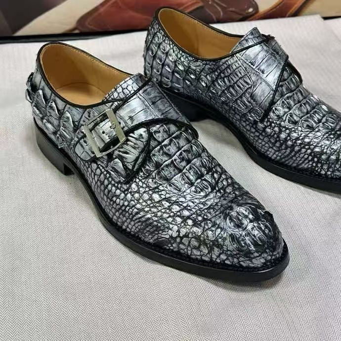 Crocodile Leather Lace-Up Shoes,Crocodile Business Dress Shoes